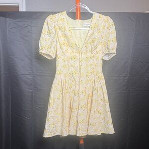 Commense Yellow Floral Mini Dress